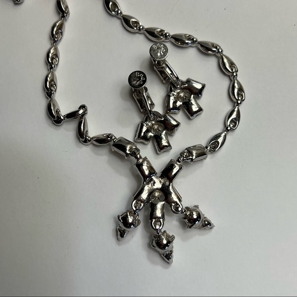 Bogoff rare vintage necklace and earrings set icy rhinestones - Picture 13 of 13